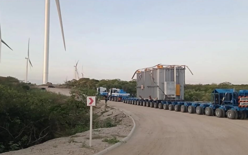Fim da saga: após 20 dias e quase 400 km percorridos, transformador gigante finalmente chega a parque eólico na Paraíba